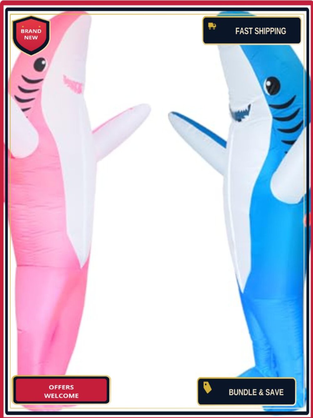 Poptrend Inflatable Shark Costume 2-Pack Adult Funny Halloween Blow Up Cosplay